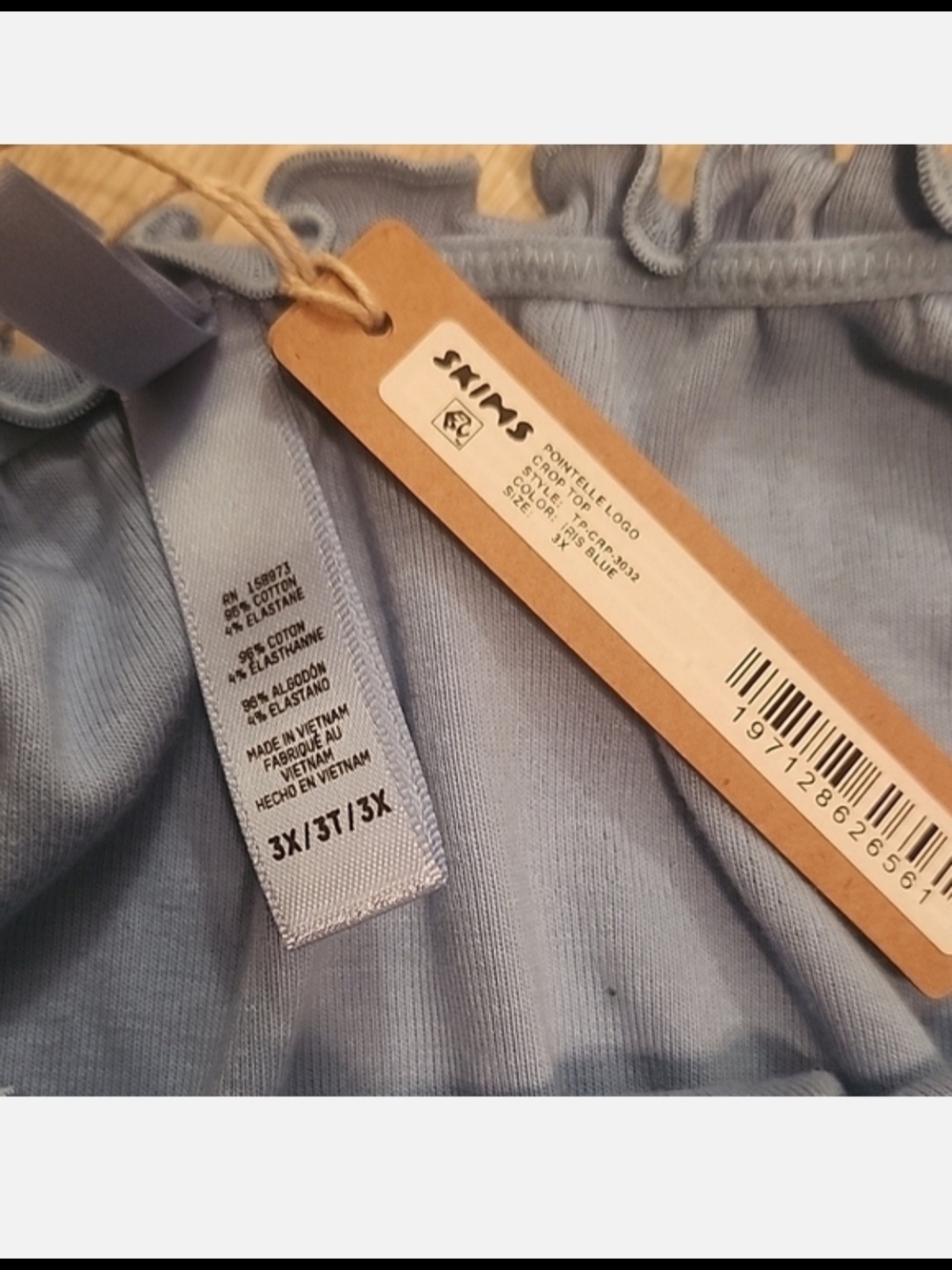 SKIMS Logo Pointelle Super Cropped Top – Iris Blue NWT Size 3X - Picture 5 of 6